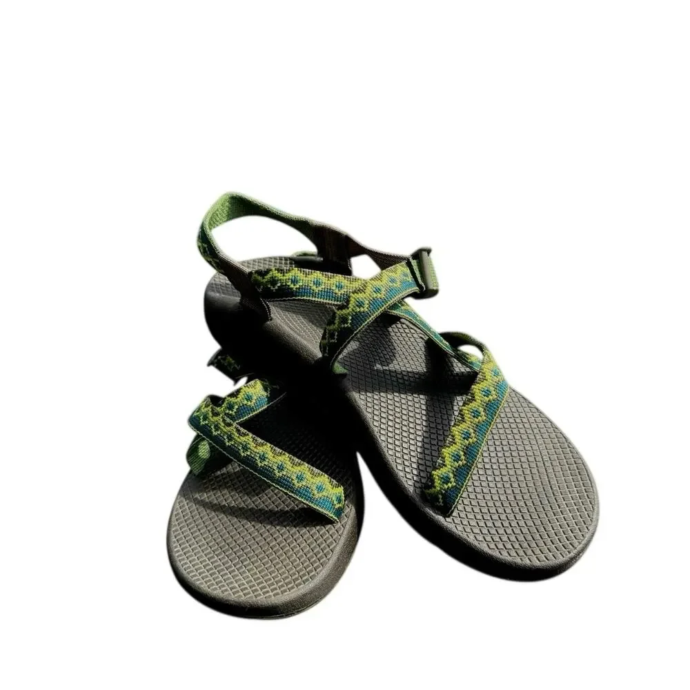 Chaco Z Cloud Sandals Green Brown Aztec Strappy Hiking Outdoor Recovery Women 11